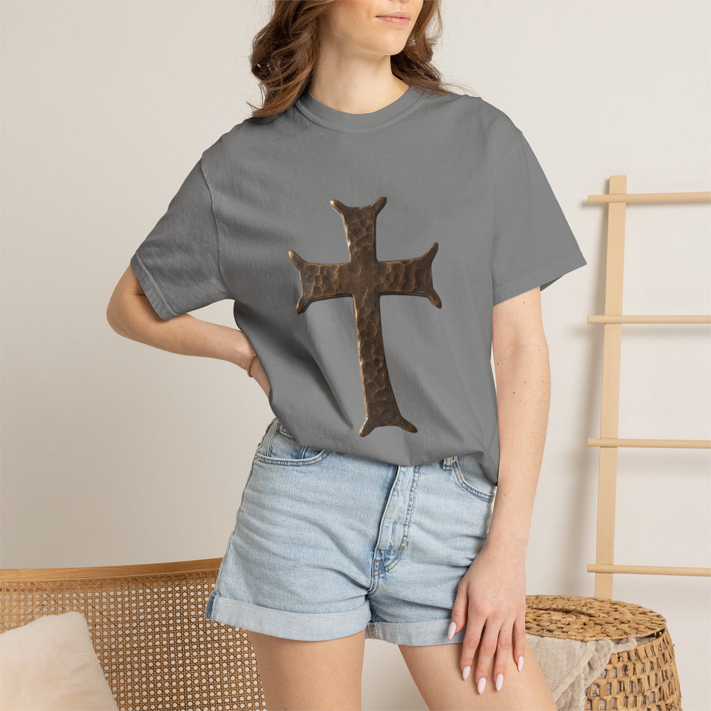 Distressed Iron Cross T-Shirt | Vintage Metal Cross Tee