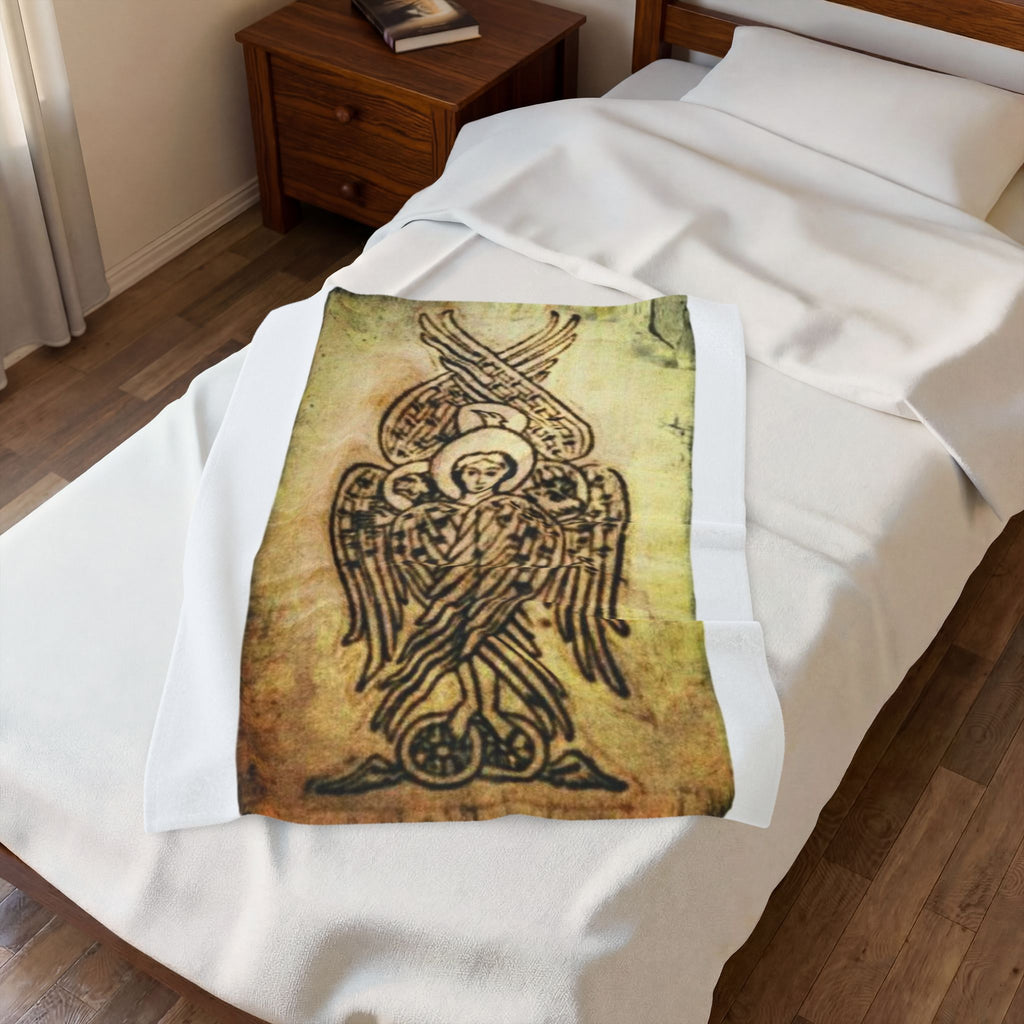 Angel Icon Velveteen Plush Blanket — Byzantine Seraphim Throw