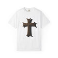 Rustic Cross T-shirt | Psalm 28:7 Back Typography