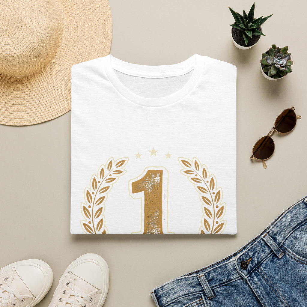 Gold Number 1 DAD T-Shirt | Fathers Day Tee, Champion Laurel Design