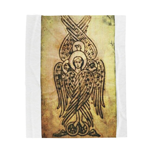 Angel Icon Velveteen Plush Blanket — Byzantine Seraphim Throw
