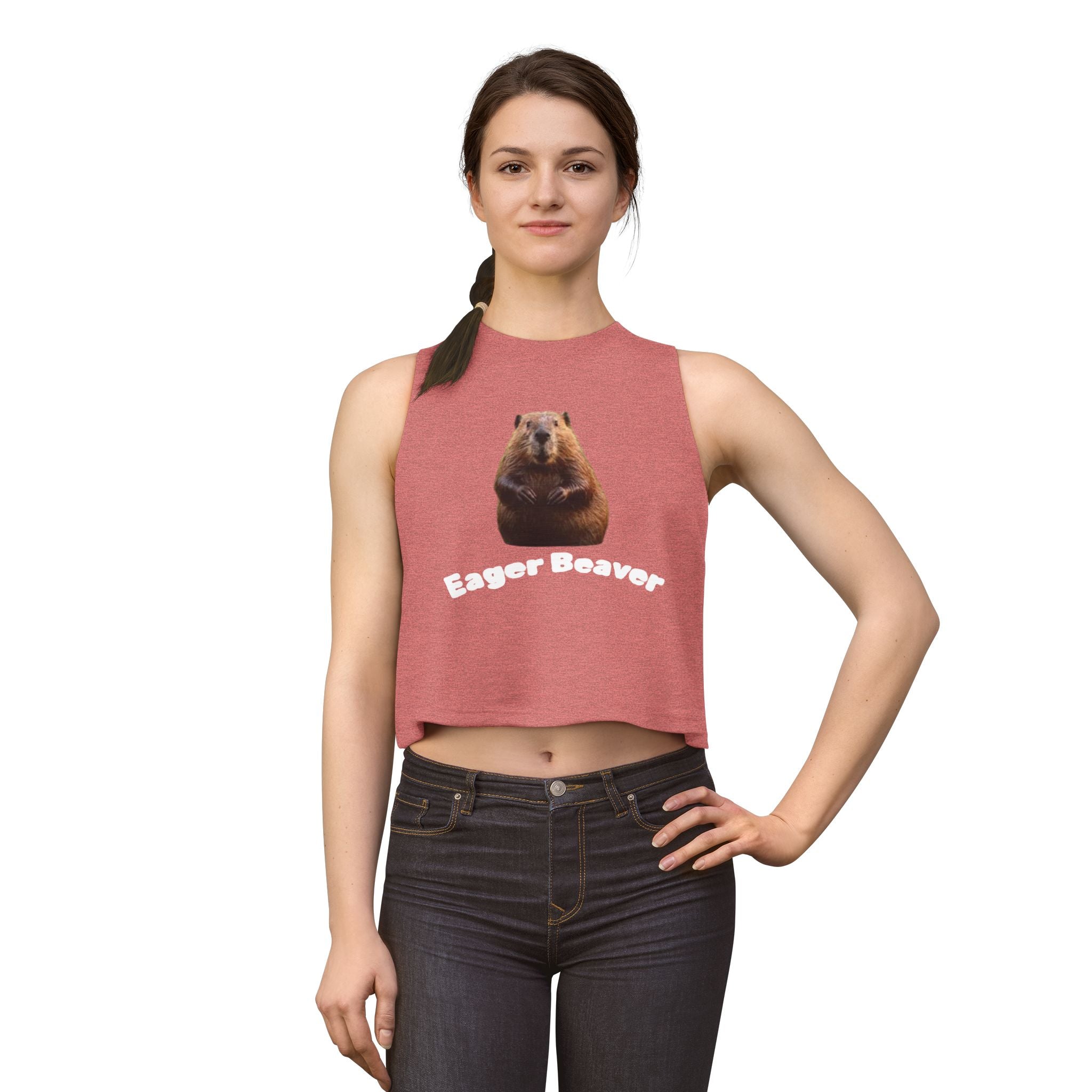 Beaver Graphic Crop Top — Cute Wildlife Photo Tank for Women