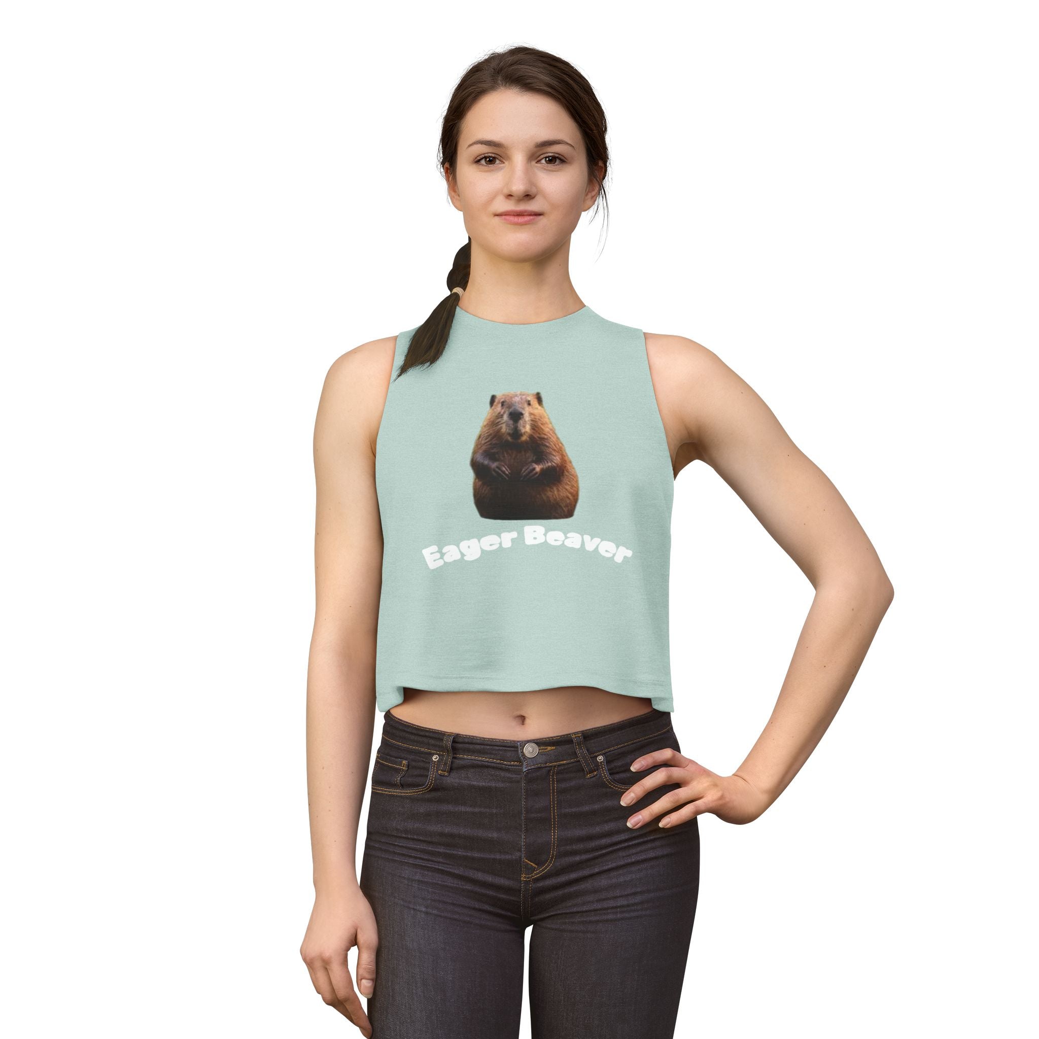 Beaver Graphic Crop Top — Cute Wildlife Photo Tank for Women