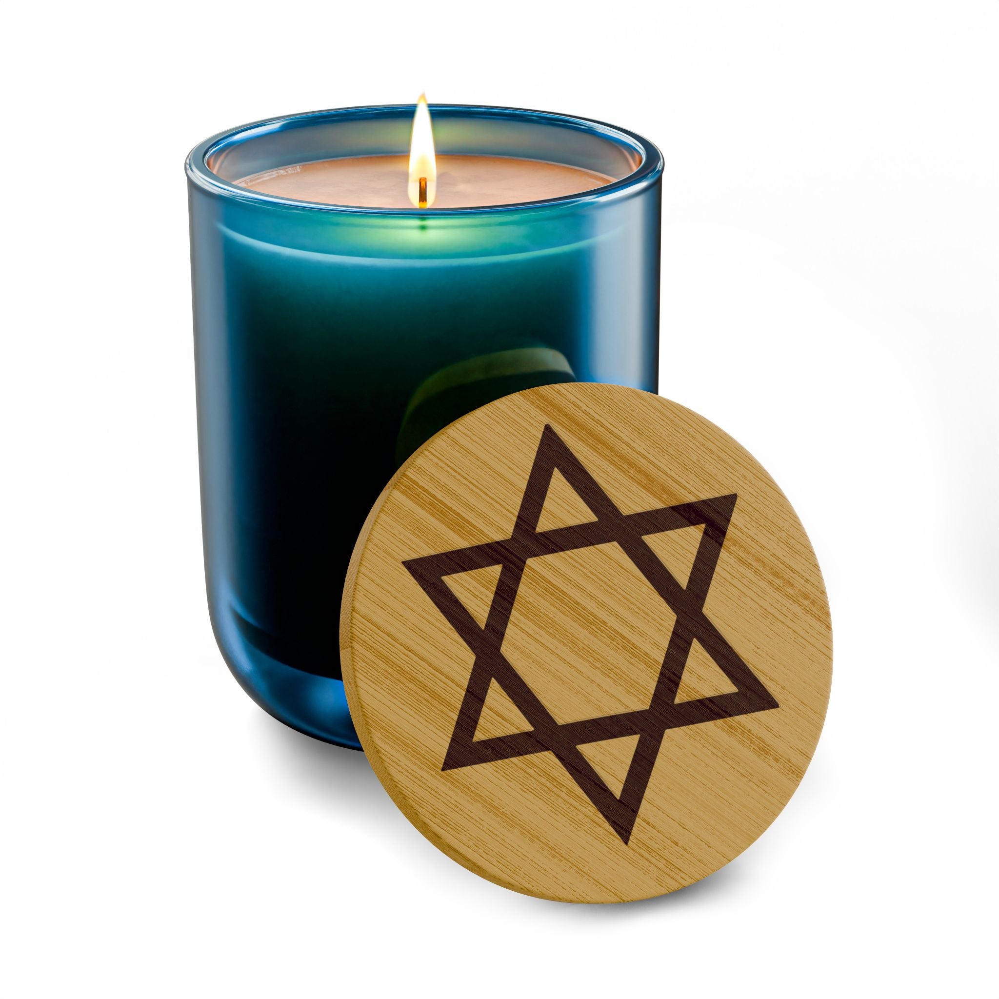 Star of David Candle 14oz Soy Candle | Engraved Bamboo Lid