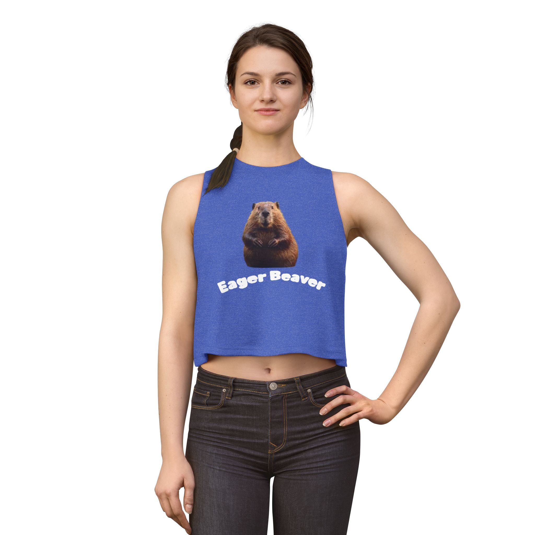 Beaver Graphic Crop Top — Cute Wildlife Photo Tank for Women