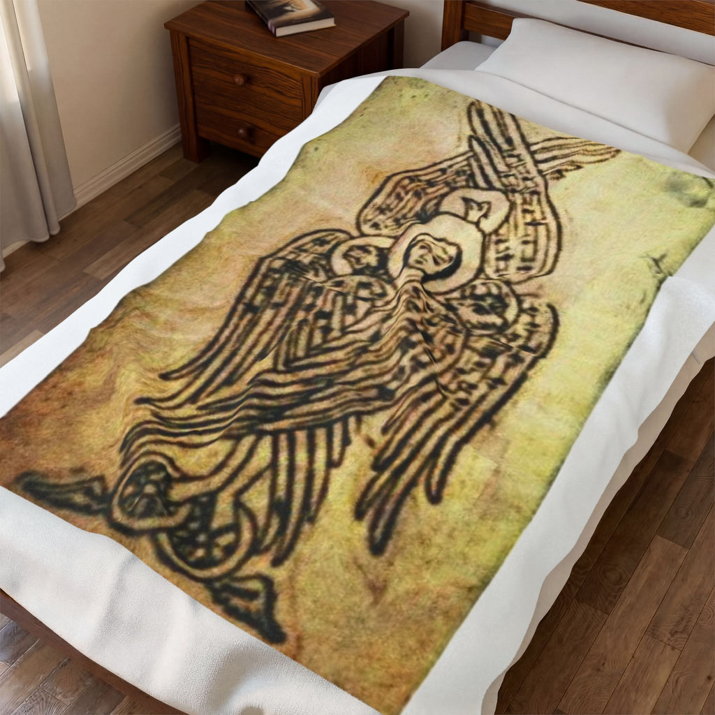 Angel Icon Velveteen Plush Blanket — Byzantine Seraphim Throw