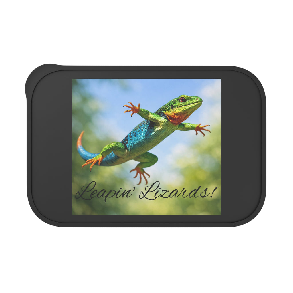 Colorful Lizard Print Bento Box | PLA Lunch Container with Utensils