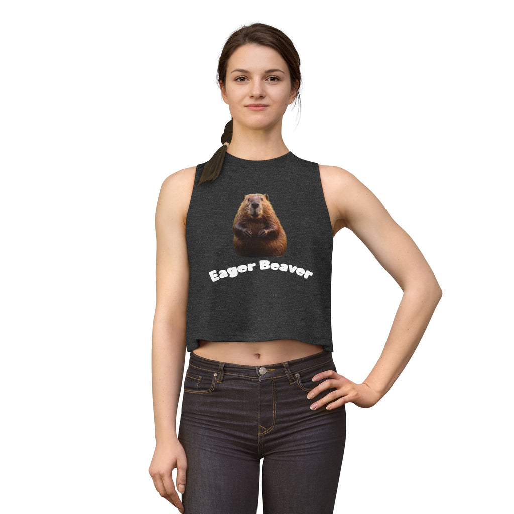 Beaver Graphic Crop Top — Cute Wildlife Photo Tank for Women