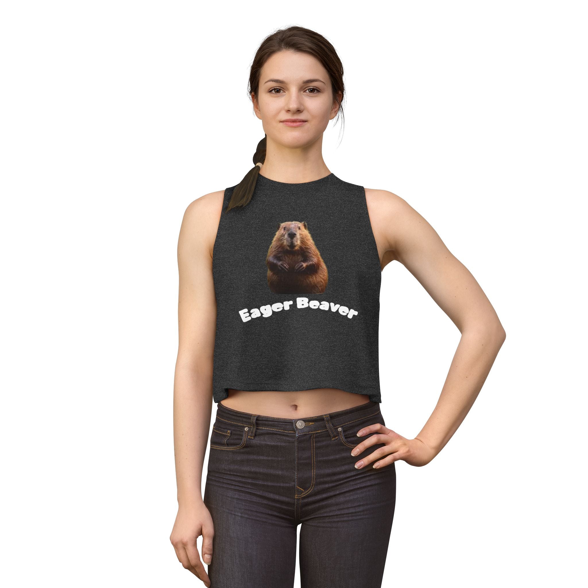 Beaver Graphic Crop Top — Cute Wildlife Photo Tank for Women