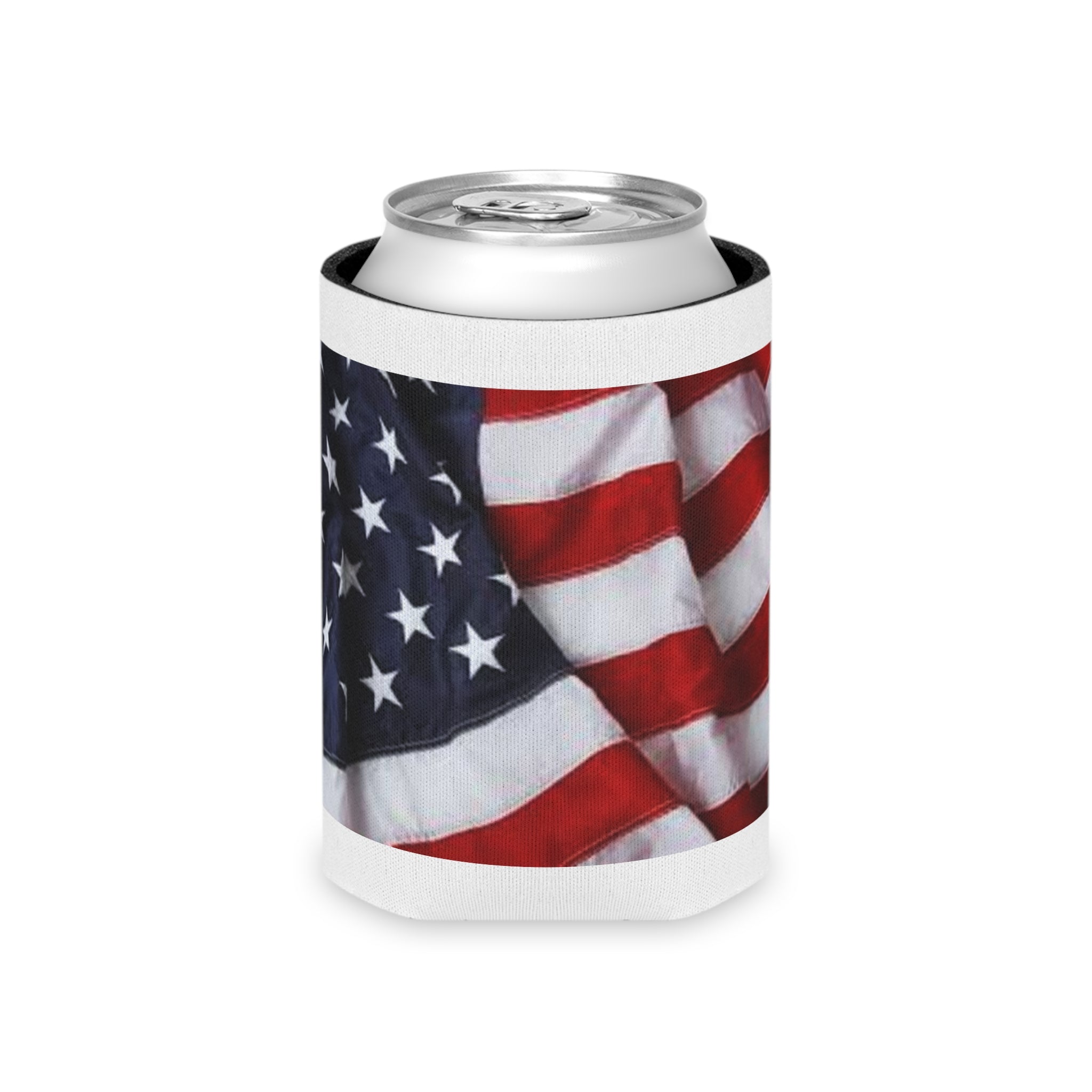 American Flag Can Cooler | USA Stars Stripes Patriotic Beverage Koozie