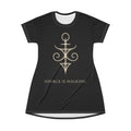 Mystic Sigil T-Shirt Dress — "Source Is Walking" Spiritual Graphic Dress