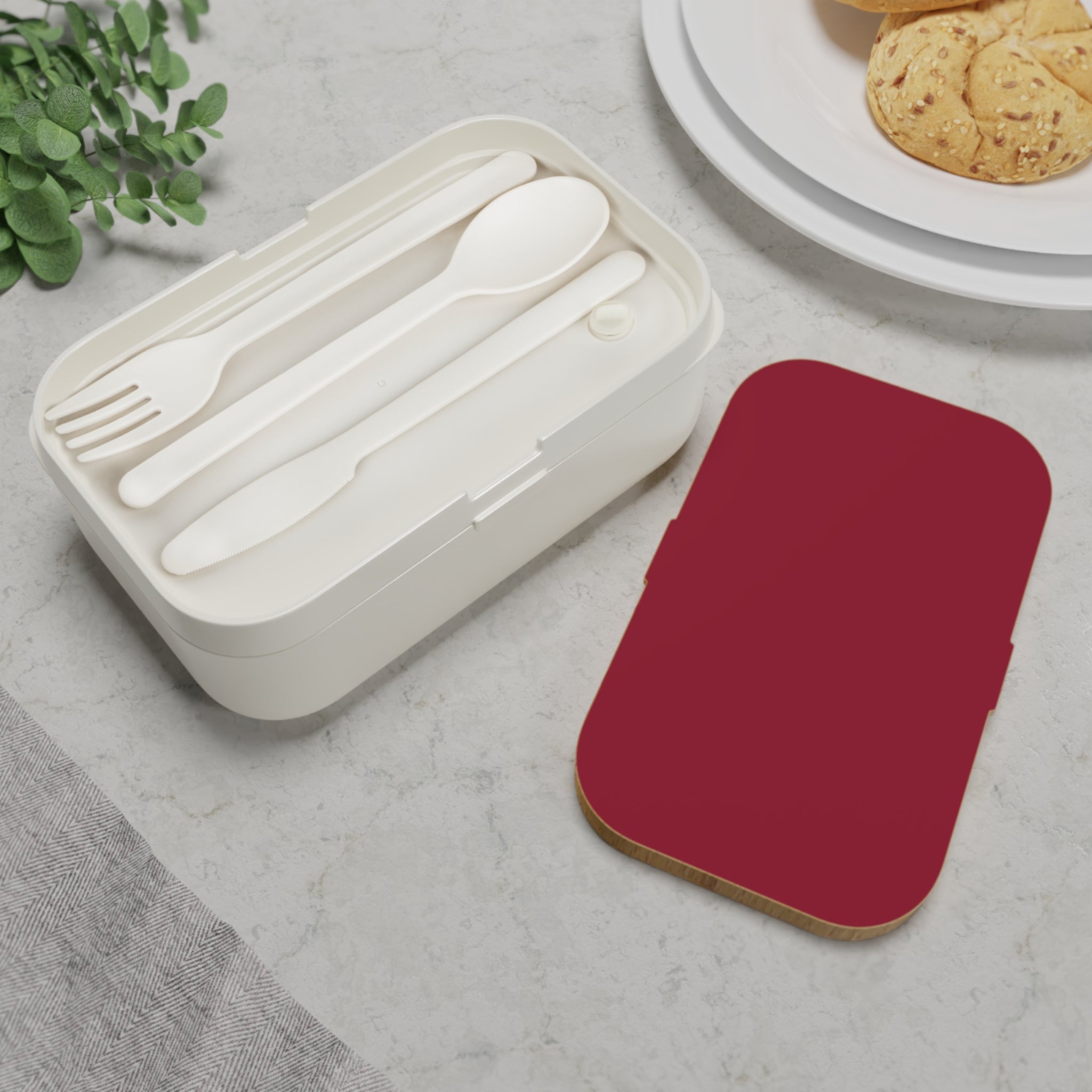 Bento Lunch Box — Compact Leakproof Meal Prep Box (Maroon)