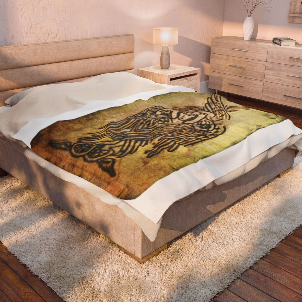 Angel Icon Velveteen Plush Blanket — Byzantine Seraphim Throw