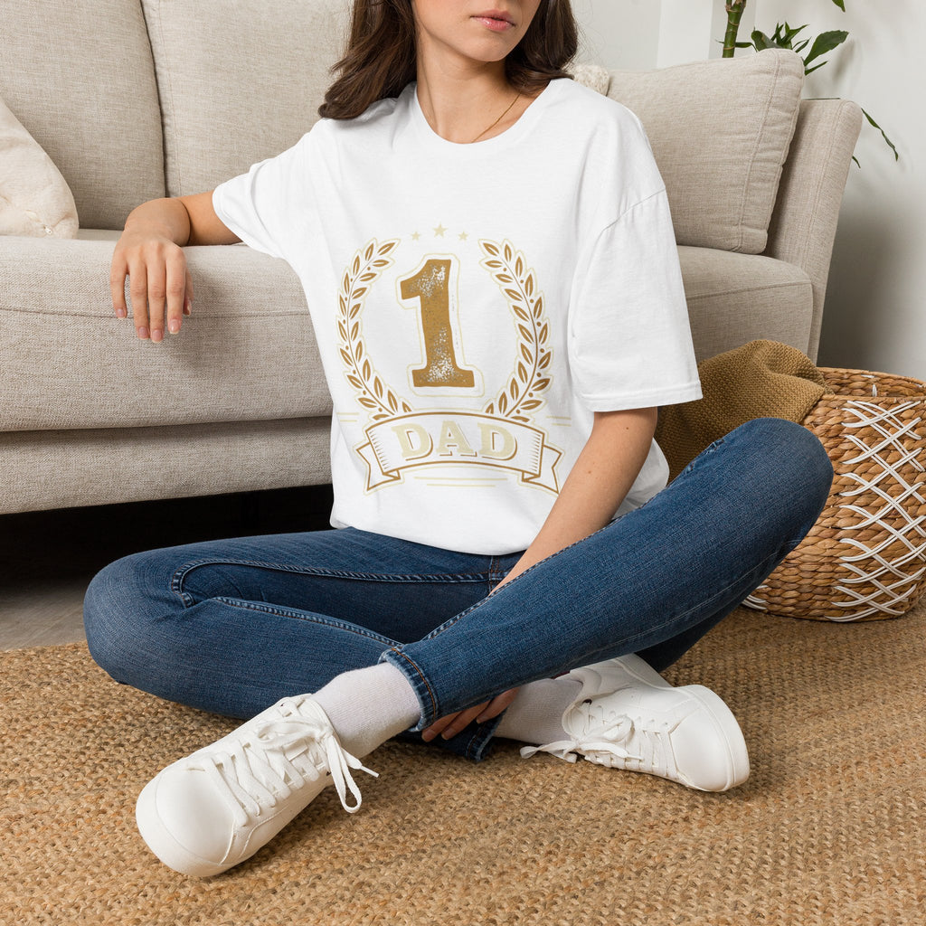 Gold Number 1 DAD T-Shirt | Fathers Day Tee, Champion Laurel Design