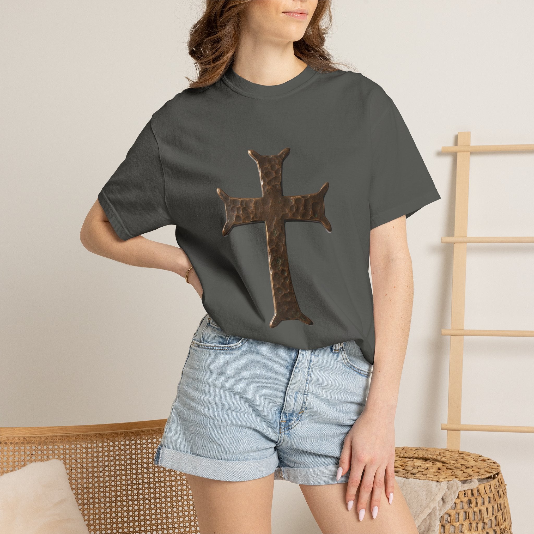 Distressed Iron Cross T-Shirt | Vintage Metal Cross Tee