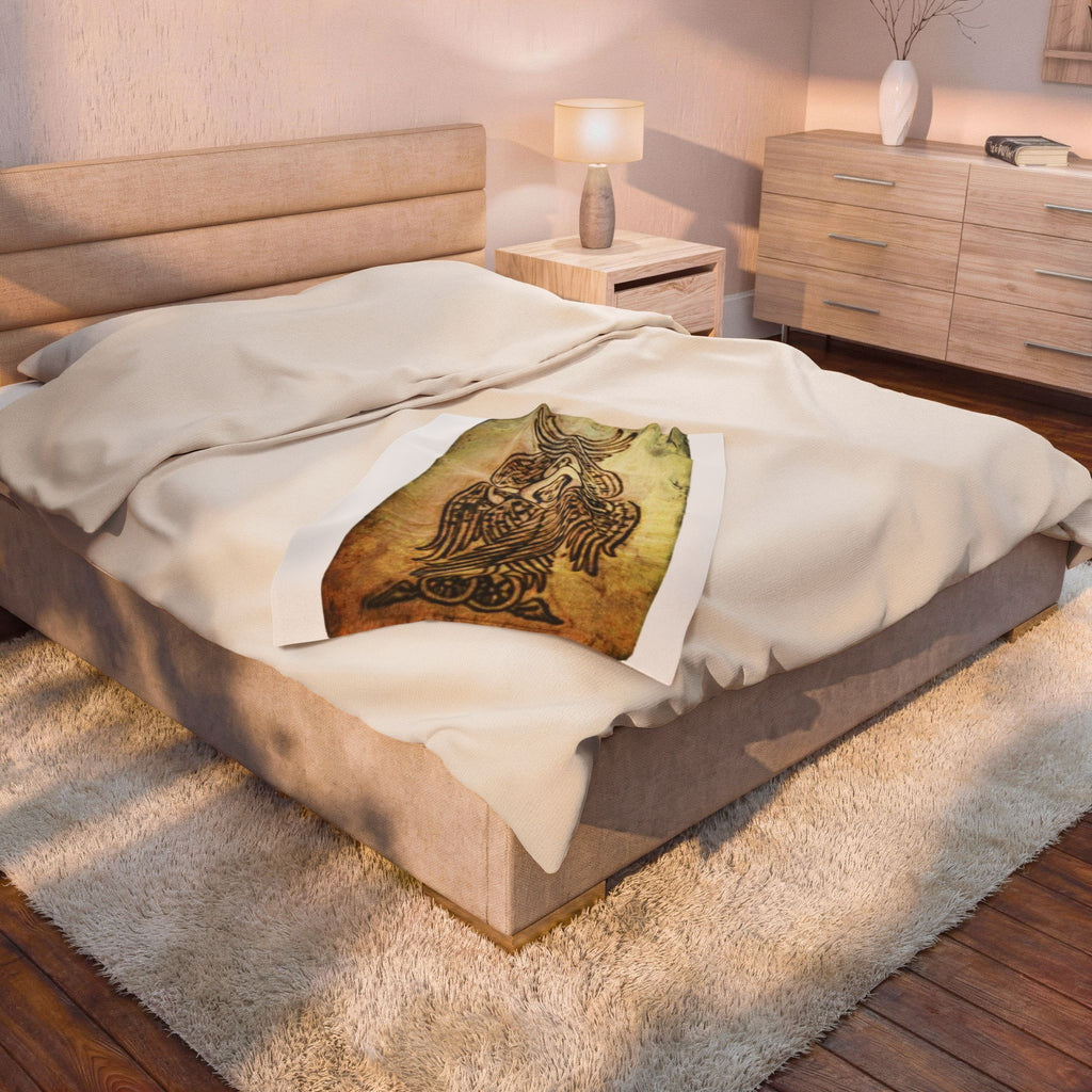 Angel Icon Velveteen Plush Blanket — Byzantine Seraphim Throw