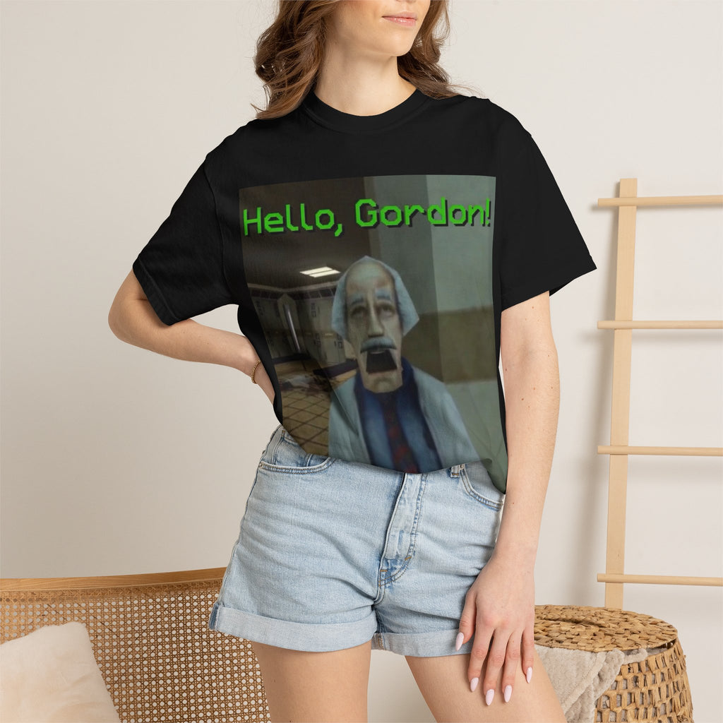 Hello, Gordon! Retro Game Scientist T-shirt | Video Game Meme Tee