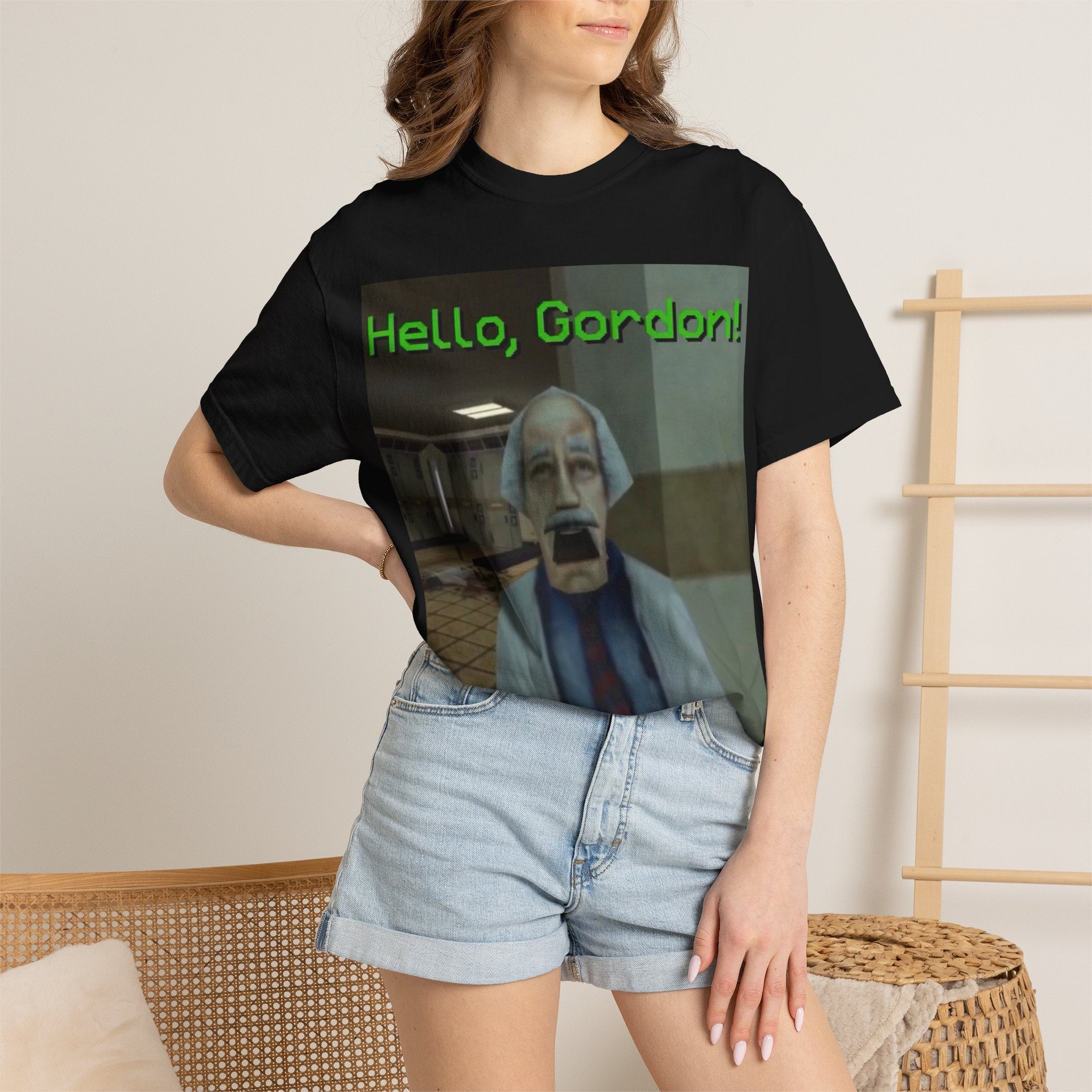 Hello, Gordon! Retro Game Scientist T-shirt | Video Game Meme Tee