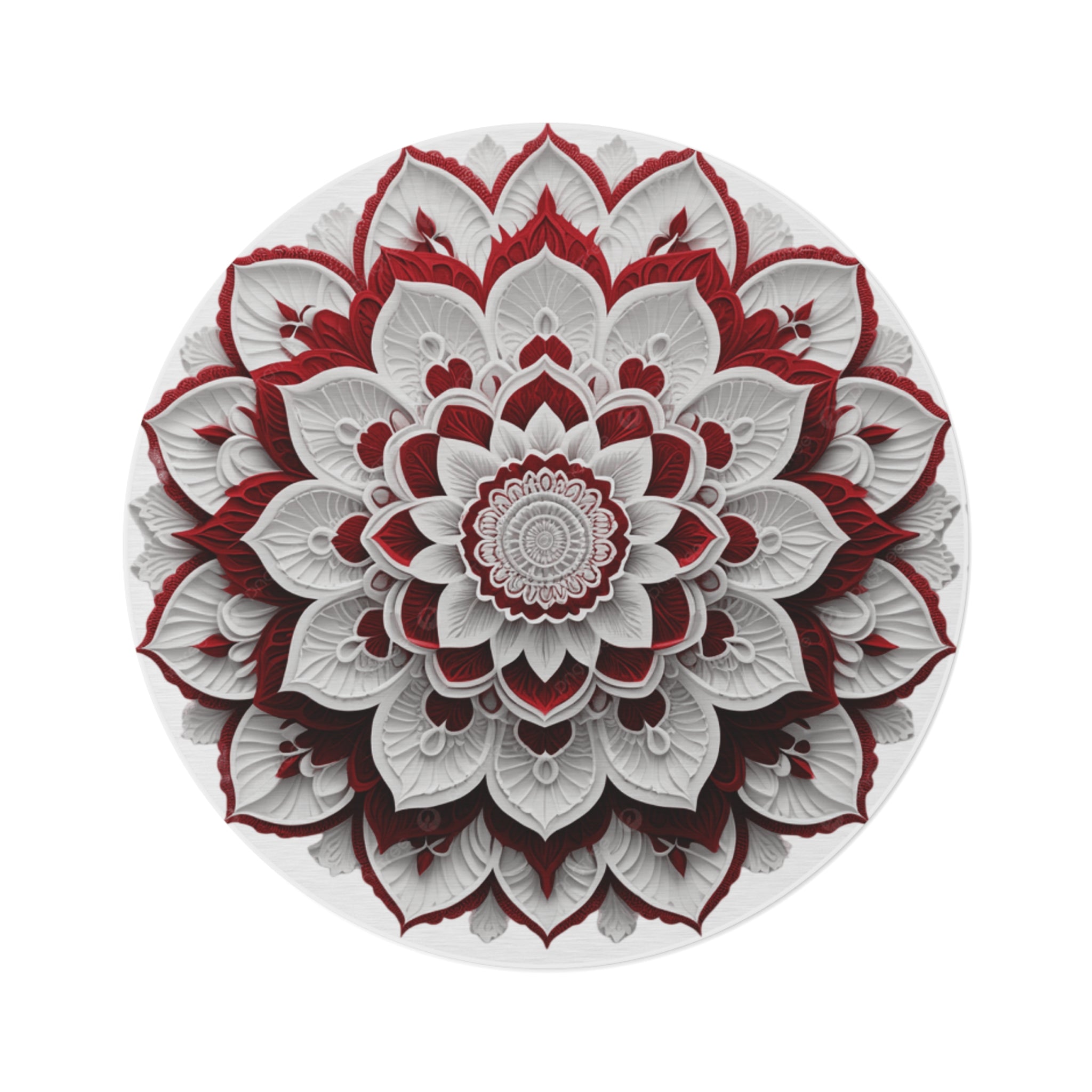 Red White Floral Mandala Round Rug | Boho Home Decor, Floor Mat