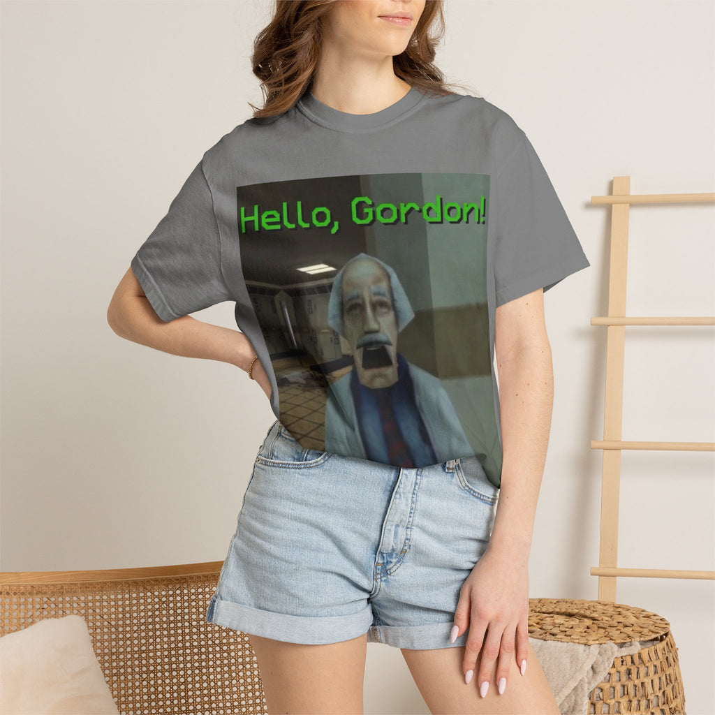 Hello, Gordon! Retro Game Scientist T-shirt | Video Game Meme Tee