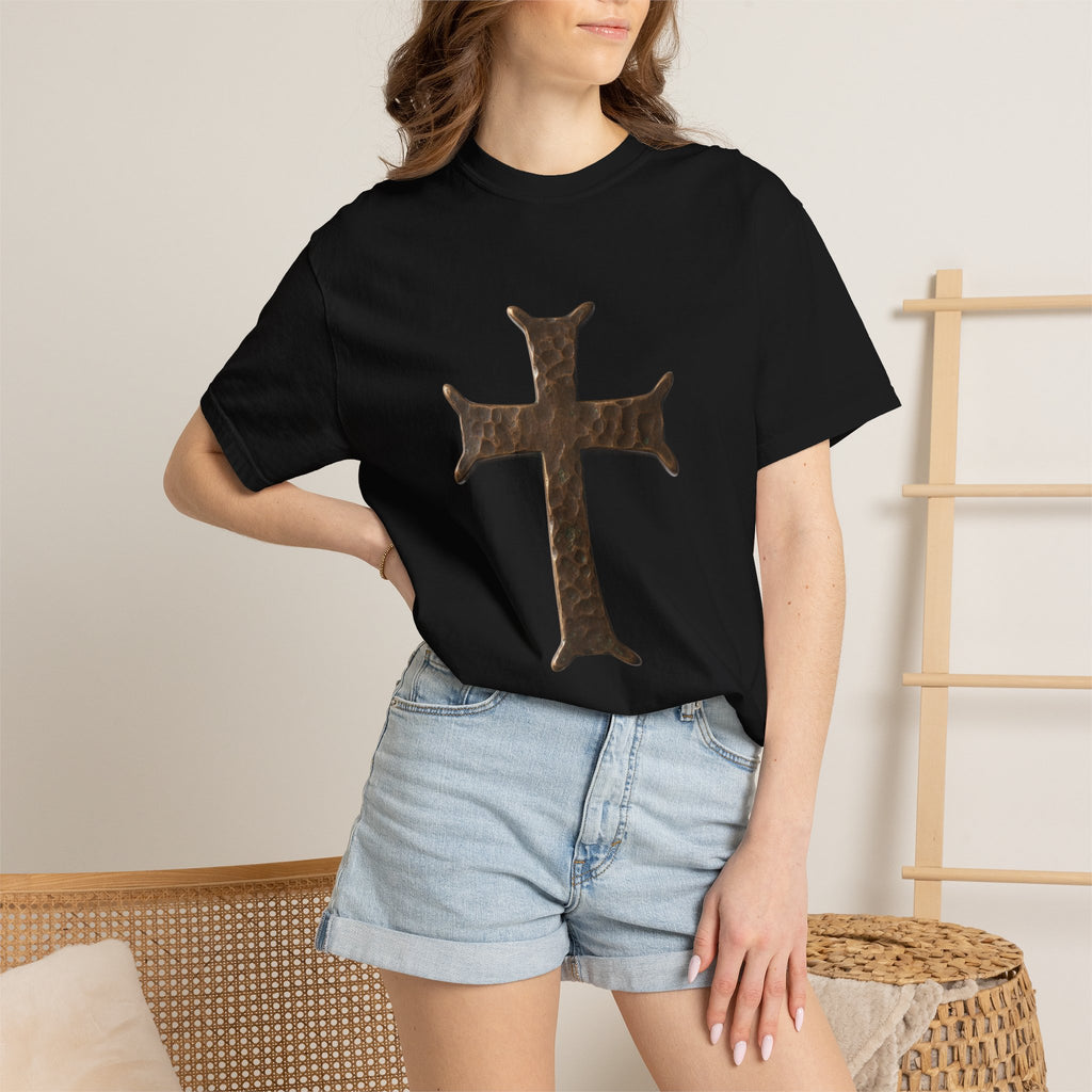Distressed Iron Cross T-Shirt | Vintage Metal Cross Tee